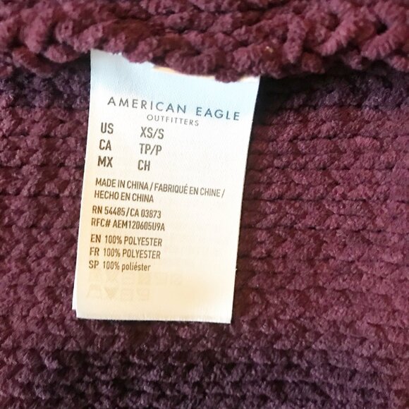 AMERICAN EAGLE AE Long Open Front Knit Cardigan Knit Burgundy Womens Small - Picture 5 of 9